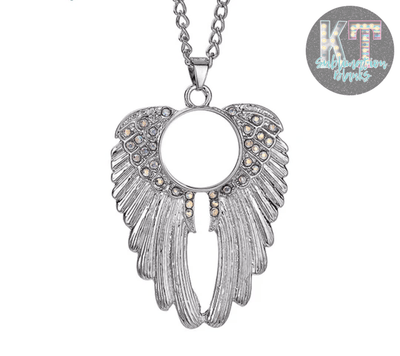 Rhinestone Angel Wing Snap Necklace Neckles