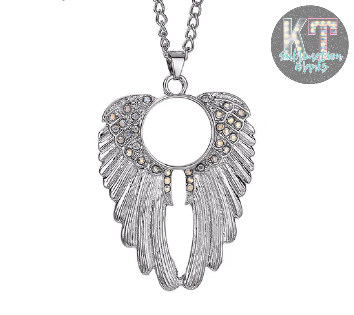 Rhinestone Angel Wing Snap Necklace – Sublimation Pendant Set - KT SUBLIMATION, DTF AND MORE LLC
