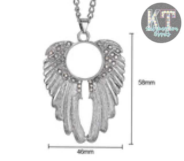 Rhinestone Angel Wing Snap Necklace – Sublimation Pendant Set - KT SUBLIMATION, DTF AND MORE LLC