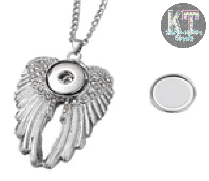 Rhinestone Angel Wing Snap Necklace – Sublimation Pendant Set - KT SUBLIMATION, DTF AND MORE LLC