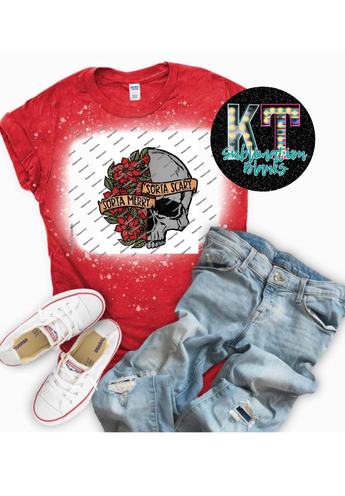 Sorta Merry Sorta Scary DTF, ready to press Transfer - KT SUBLIMATION, DTF AND MORE LLC