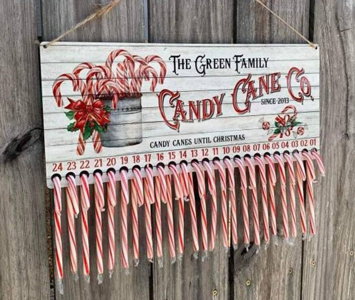 Sublimation Blank Candy Cane Christmas Countdown: Personalize Your Festive Countdown with Sublimation Magic! - KT SUBLIMATION, DTF AND MORE LLC