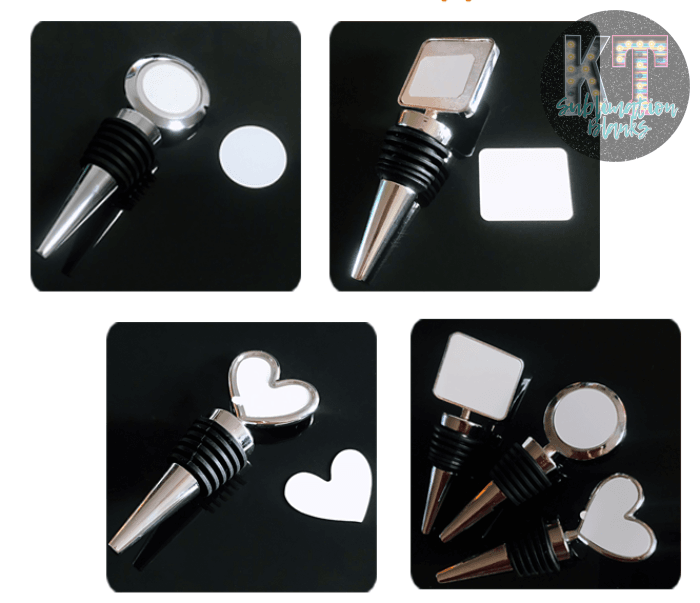 Sublimation Blank Wine Bottle Stoppers – Reusable Zinc Alloy for Custom Wine Accessories - KT SUBLIMATION, DTF AND MORE LLC