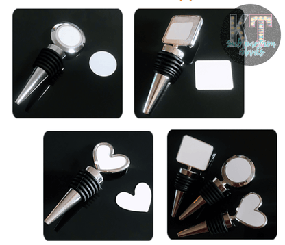 Sublimation Blank Wine Bottle Stoppers – Reusable Zinc Alloy for Custom Wine Accessories - KT SUBLIMATION, DTF AND MORE LLC
