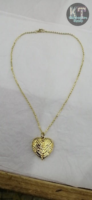 Sublimation Blanks Angel Wings Heart Necklace. Locket Necklace with Magnetic closure In Golden - KT SUBLIMATION, DTF AND MORE LLC