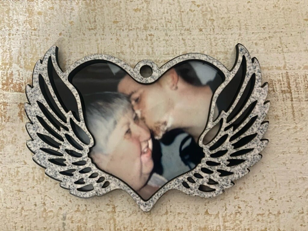 Sublimation Memorial Wing Ornament 2D – Customizable Memorial Ornament for Cherished Memories - KT SUBLIMATION, DTF AND MORE LLC
