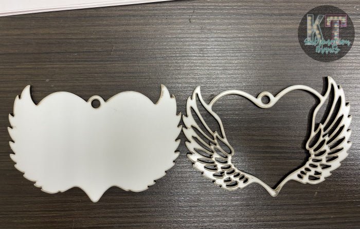 Sublimation Memorial Wing Ornament 2D – Customizable Memorial Ornament for Cherished Memories - KT SUBLIMATION, DTF AND MORE LLC