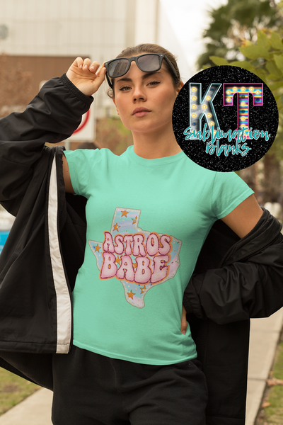 Astros Pink Babe DTF, ready to press transfer
