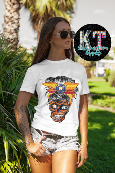 Women Skull Baseball Astros DTF, Ready to press transfer
