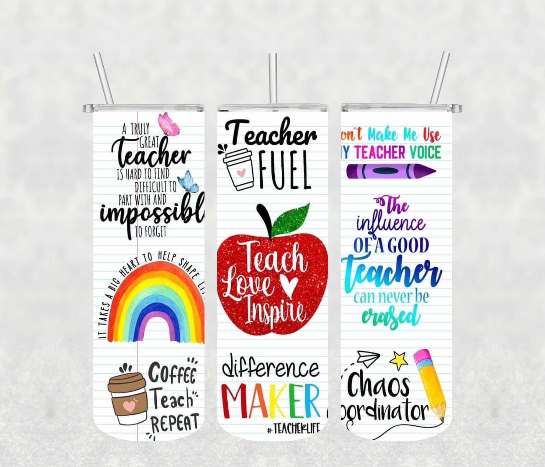 Teacher Fuel 20oz Tumbler Sublimation Print