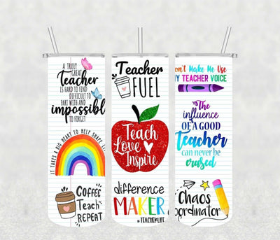 Teacher Fuel 20oz Tumbler Sublimation Print - KT SUBLIMATION, DTF AND MORE LLC