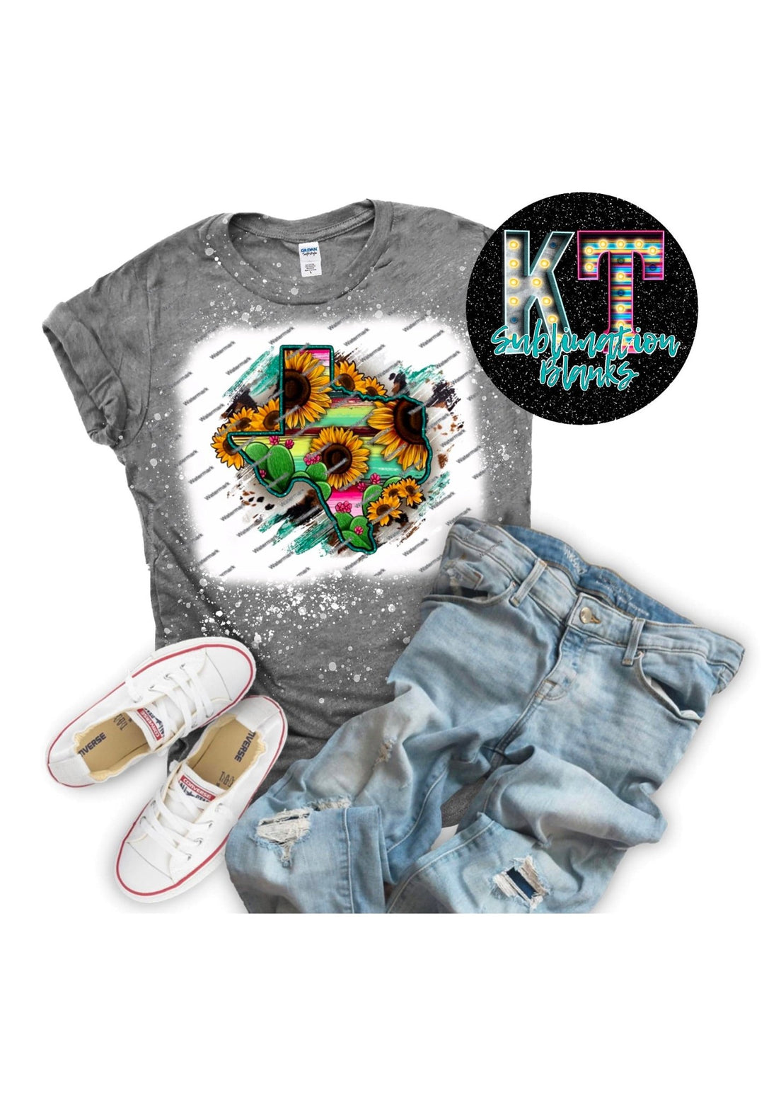 Texas sunflowers DTF - Lone Star State Pride - KT SUBLIMATION, DTF AND MORE LLC