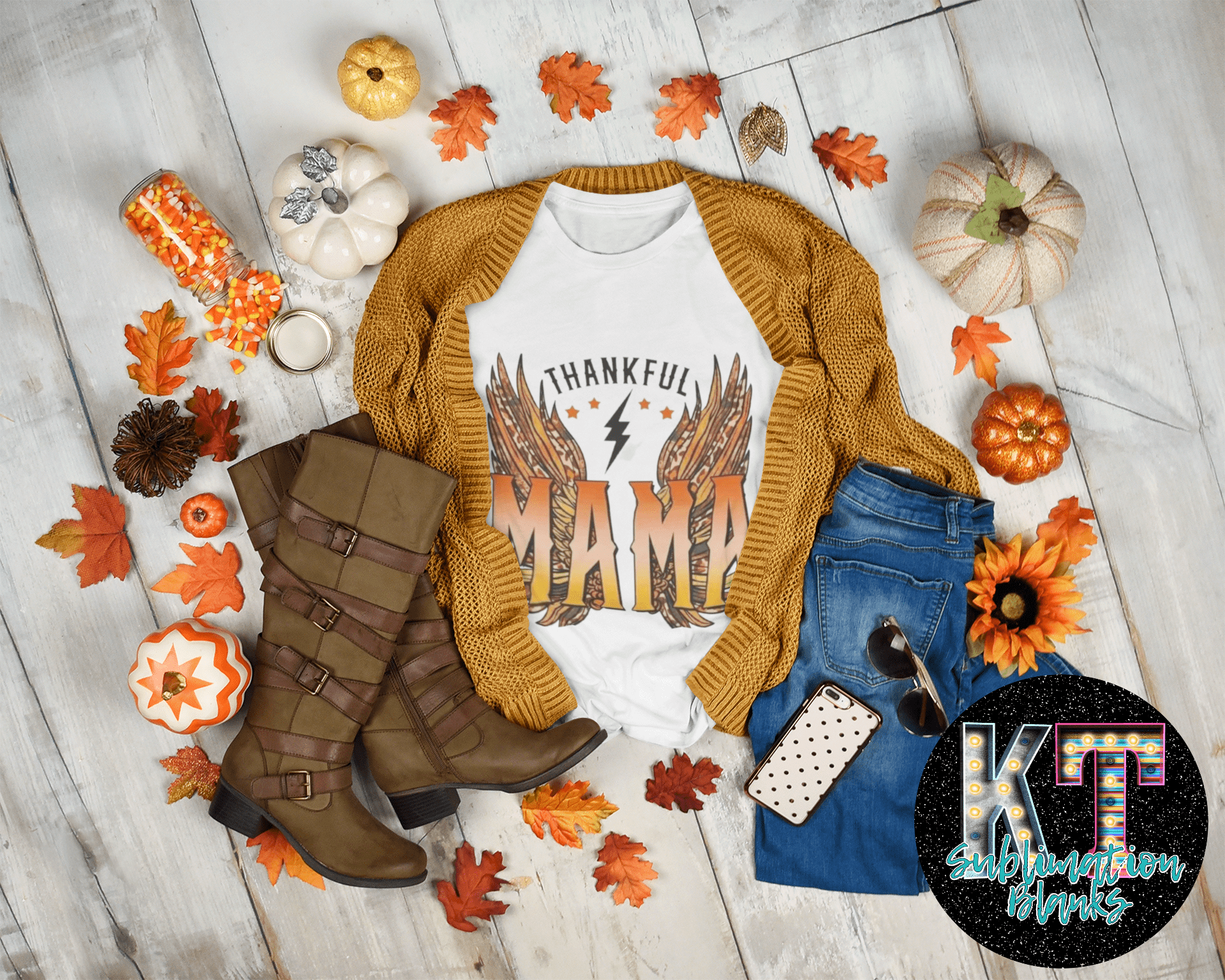 Thankful Mama DTF Transfer – Thanksgiving Ready - to - Press Design for Custom Tees & Hoodies - KT SUBLIMATION, DTF AND MORE LLC