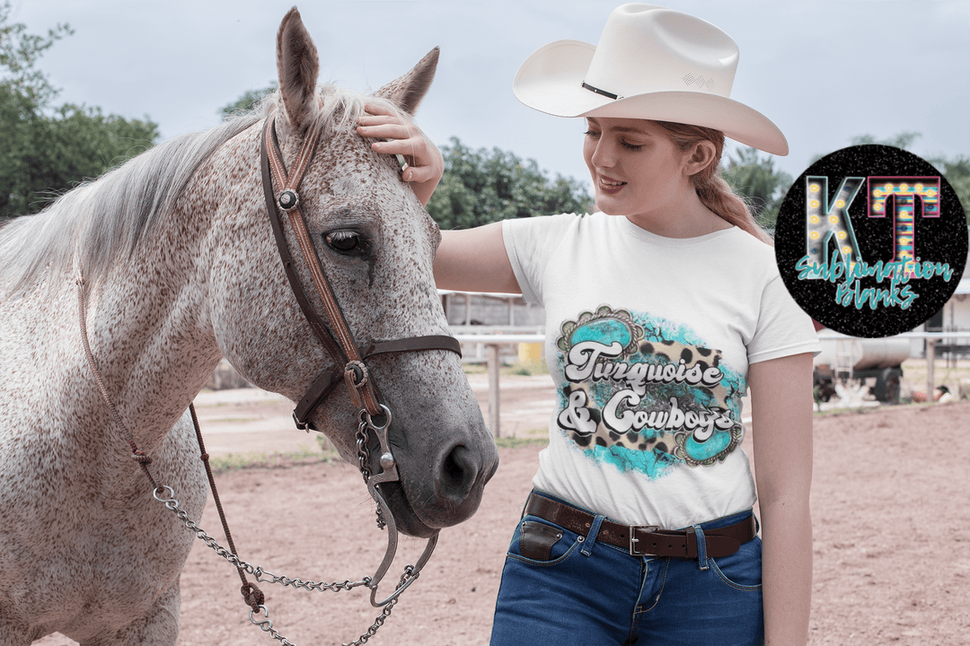 Turquoise & Cowboys DTF ready to press transfer - KT SUBLIMATION, DTF AND MORE LLC