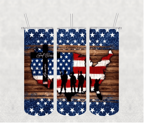 USA Flag 20oz Tumbler Sublimation Print - KT SUBLIMATION, DTF AND MORE LLC