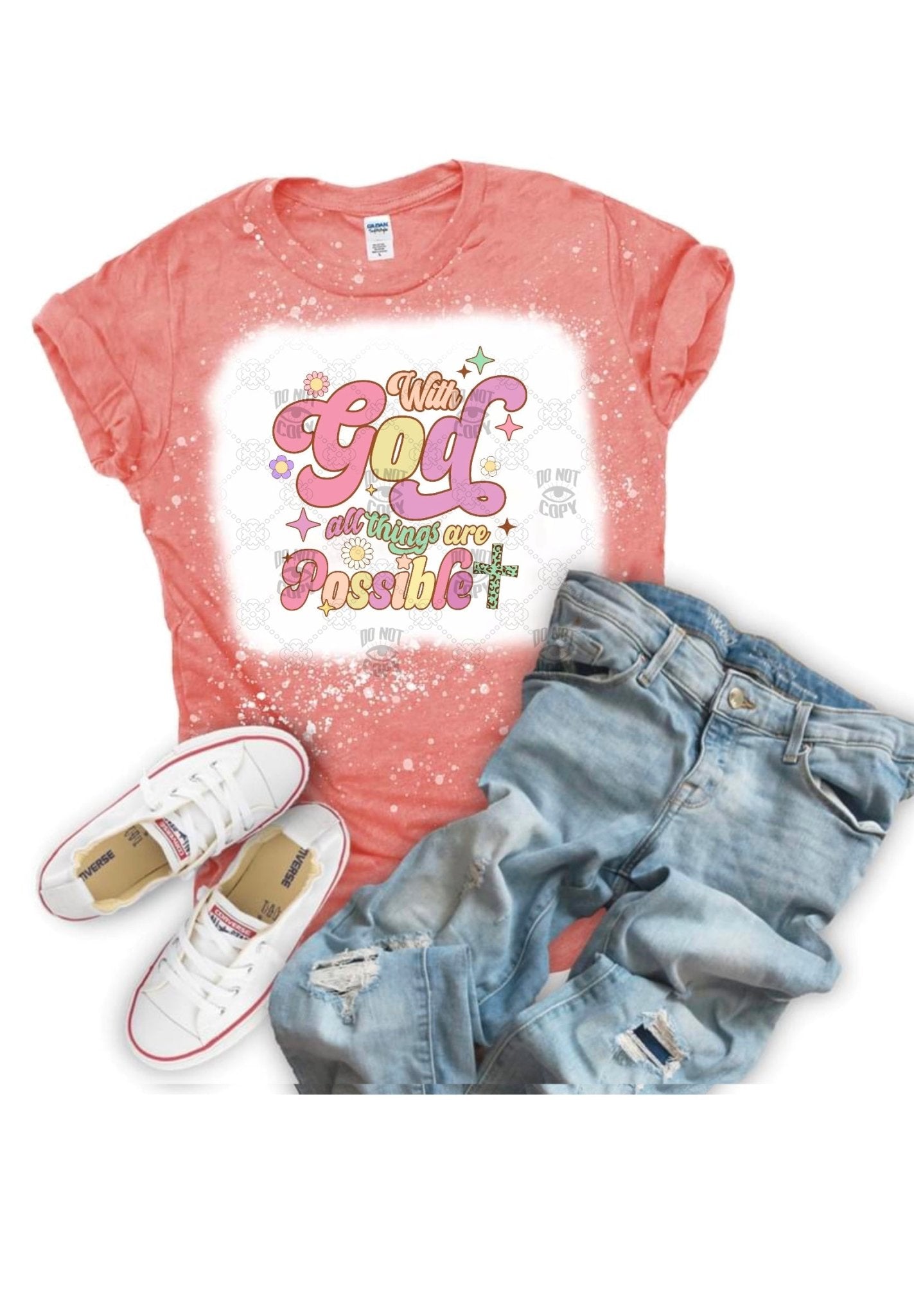 With God all things are possible DTF, Ready to press transfer - KT SUBLIMATION, DTF AND MORE LLC