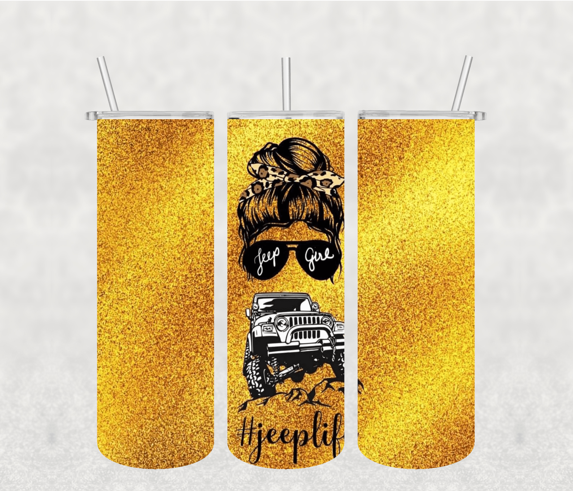 Yellow Jeep 20oz Tumbler Sublimation Print - KT SUBLIMATION, DTF AND MORE LLC