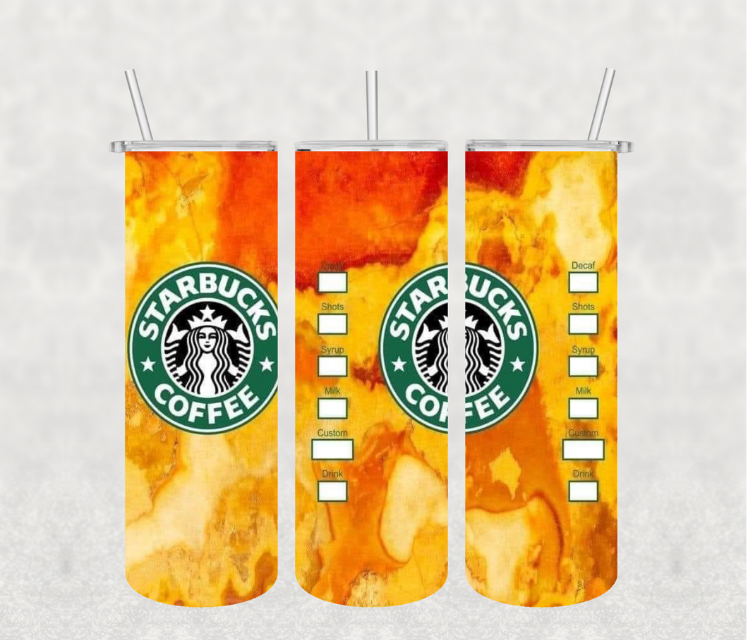 Yellow Starbucks 20oz Tumbler Sublimation Print